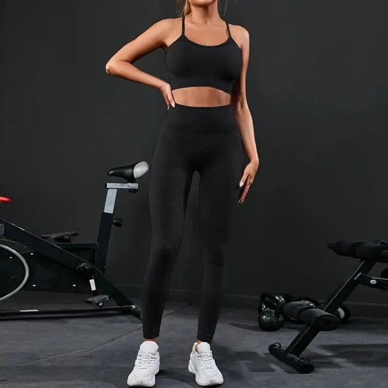 Conjunto Top Fitness + Calça Legging sem Costura - Feminino