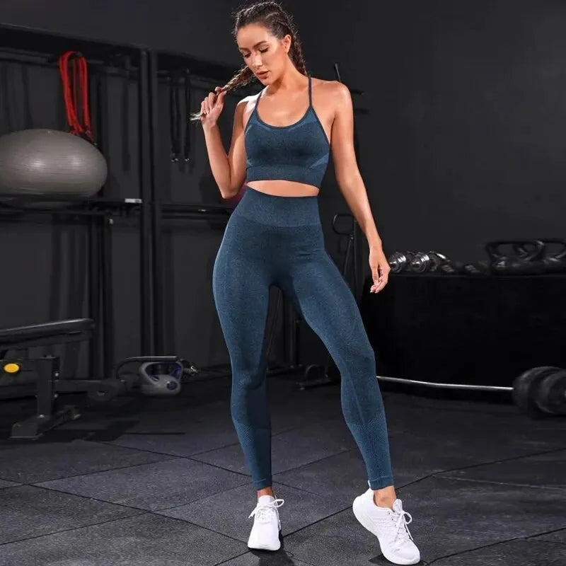 Conjunto Top Fitness + Calça Legging sem Costura - Feminino