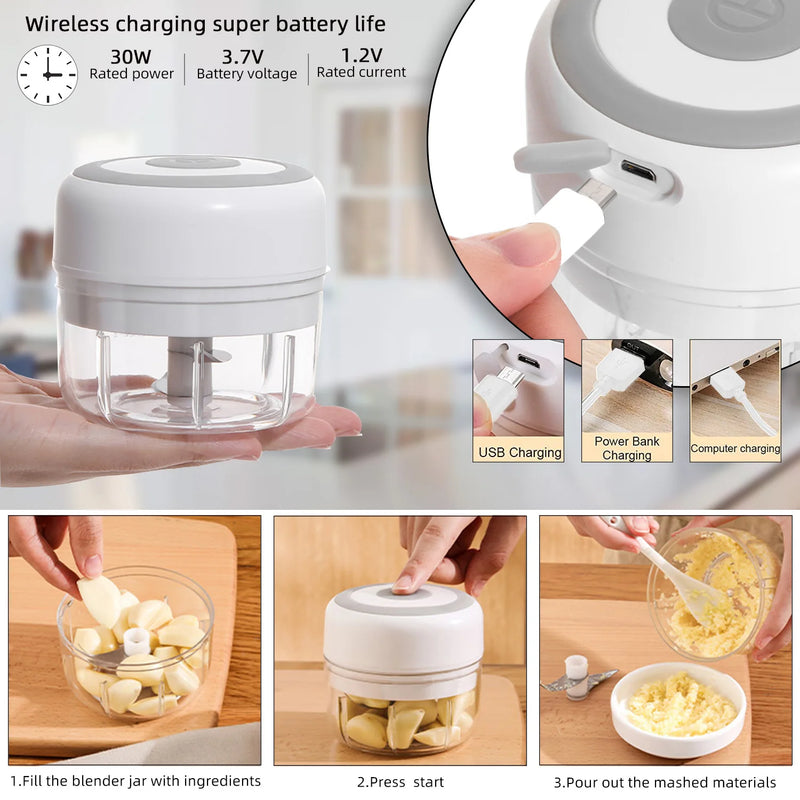 Mini Processador Alimentos Elétrico 250ml Sem Fio